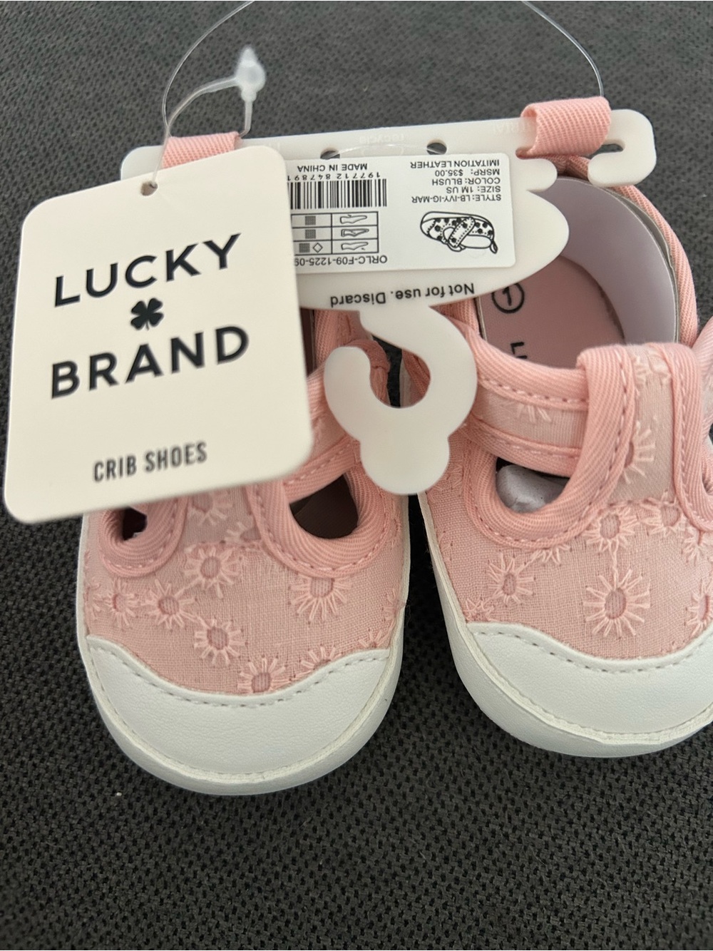 Lucky Brand Pink Floral Baby Crib Shoes